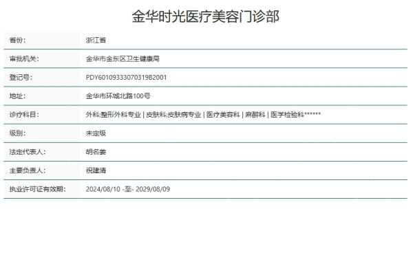 金华时光医疗美容门诊部怎么样