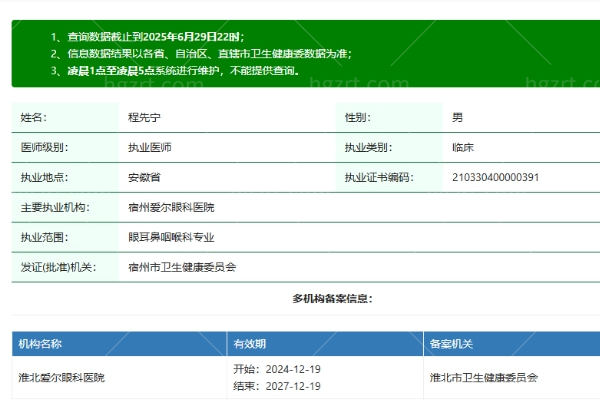 淮北爱尔眼科医院程先宁医生