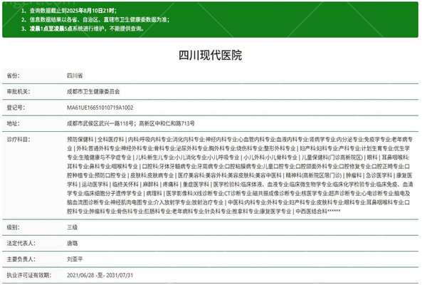 四川现代医院正规资质