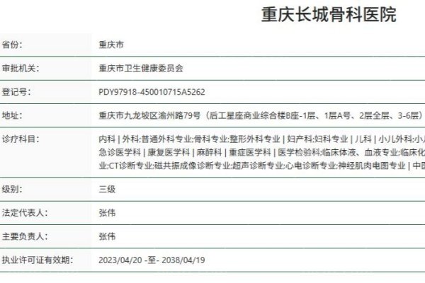 重庆长城骨科医院资质
