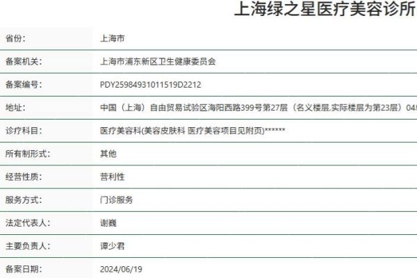 上海绿之星医疗美容诊所资质