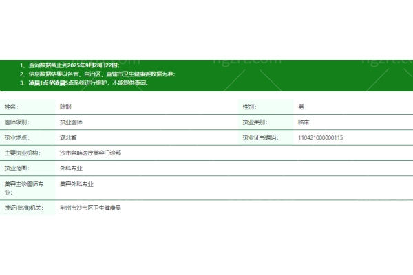 陈钢医生个人资质信息