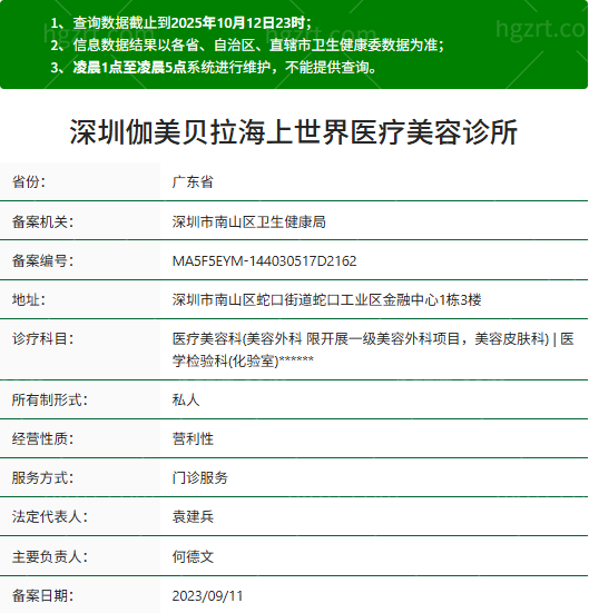 深圳伽美贝拉医疗美容海上店资质