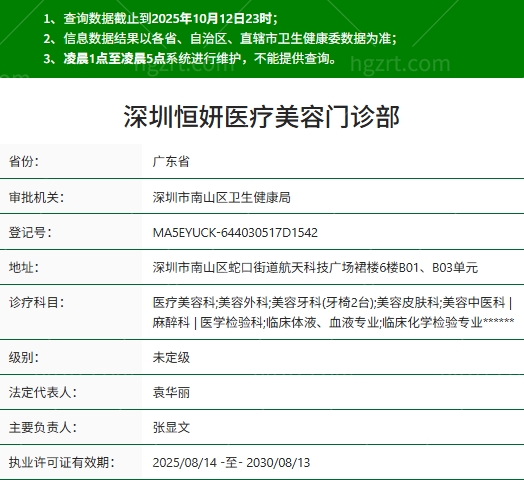深圳恒妍医疗美容资质