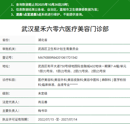 武汉星禾整形绿地总院资质