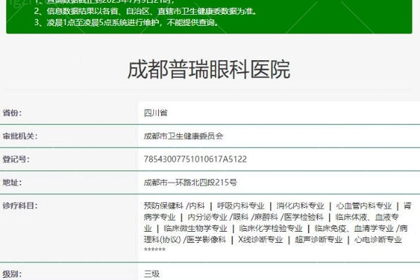 成都普瑞眼科医院资质