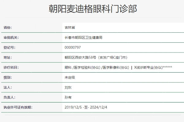 长春朝阳麦迪格眼科门诊部
