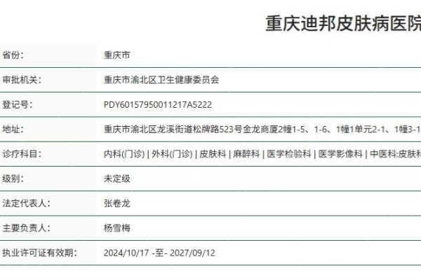 重庆迪邦皮肤病医院正规资质