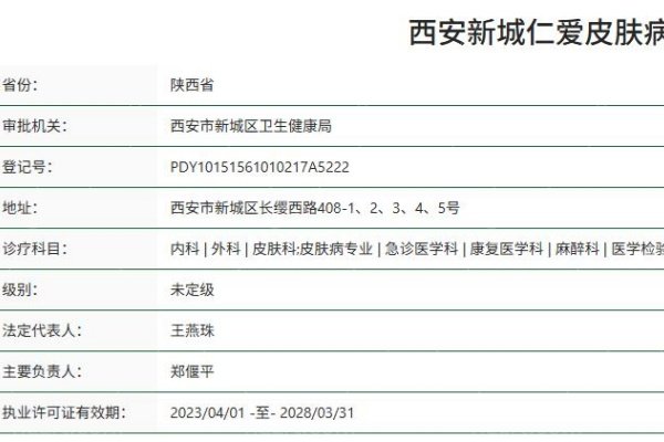 西安新城仁爱皮肤病医院正规资质
