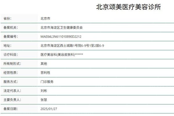 北京颂美医疗美容资质