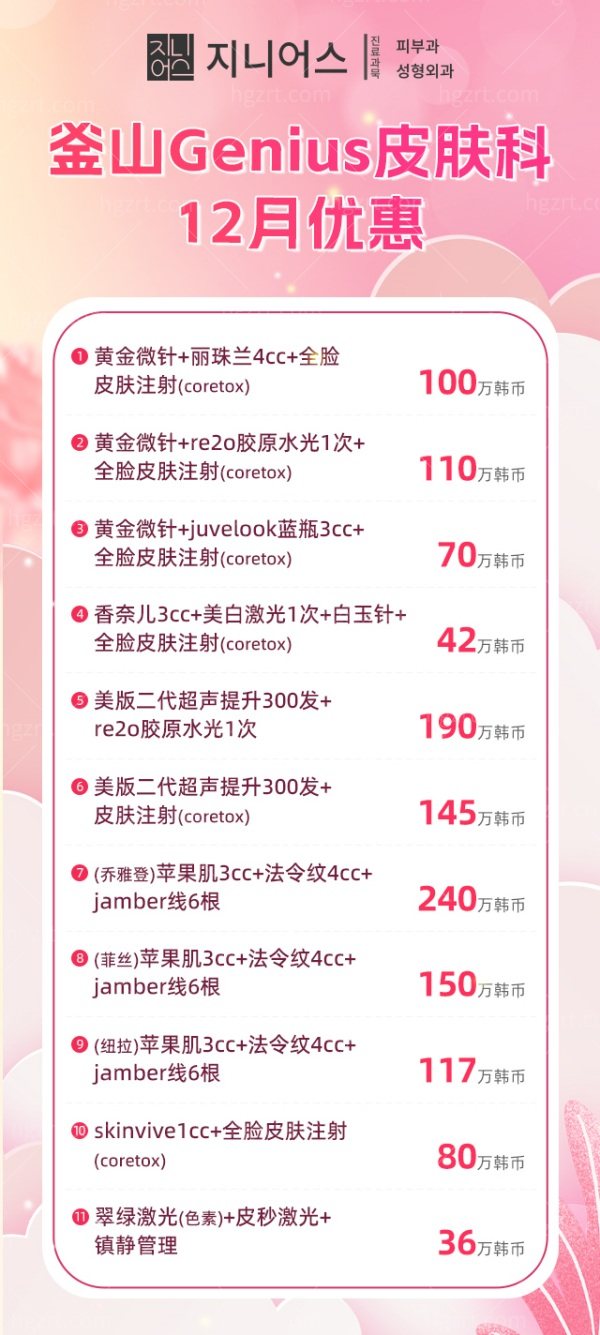 韩国釜山Genius皮肤科12月优惠活动价格表.jpg