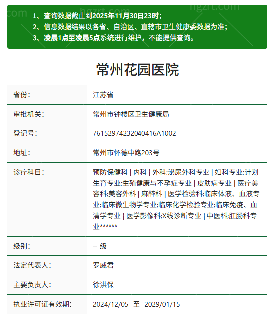常州花园医院资质