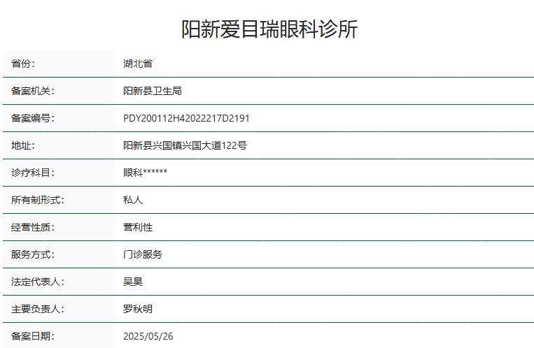 阳新爱目瑞眼科诊所