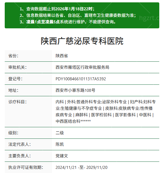陕西广慈泌尿专科医院资质