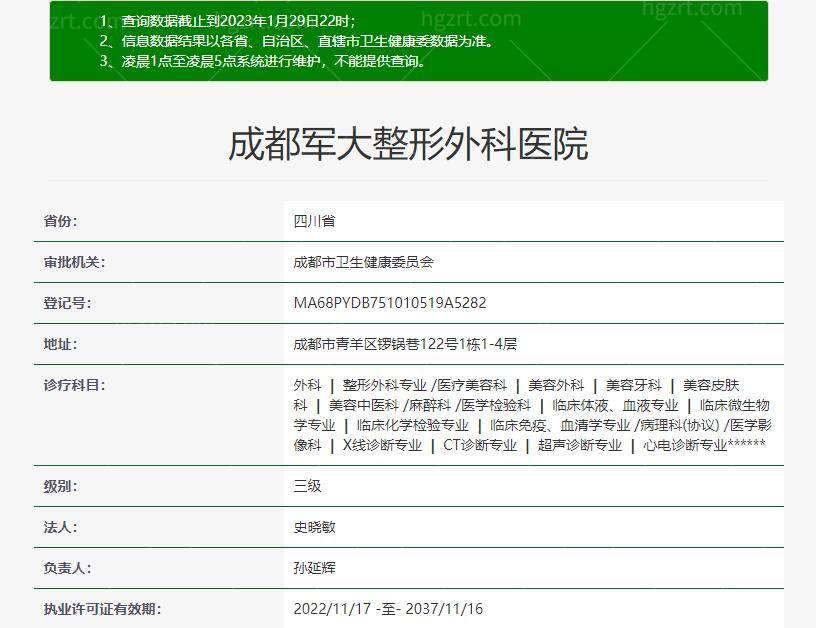 成都军大整形医院资质