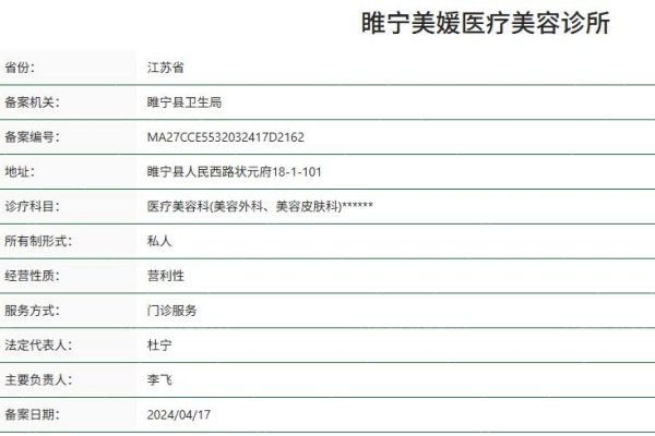 徐州睢宁美媛医疗美容诊所正规资质