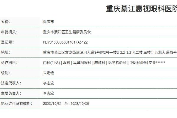 重庆綦江惠视眼科医院资质