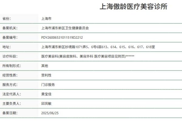 上海傲龄医疗美容诊所资质
