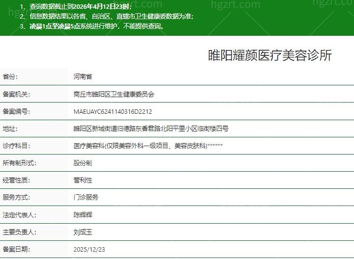 商丘睢阳耀颜医疗美容诊所正规吗