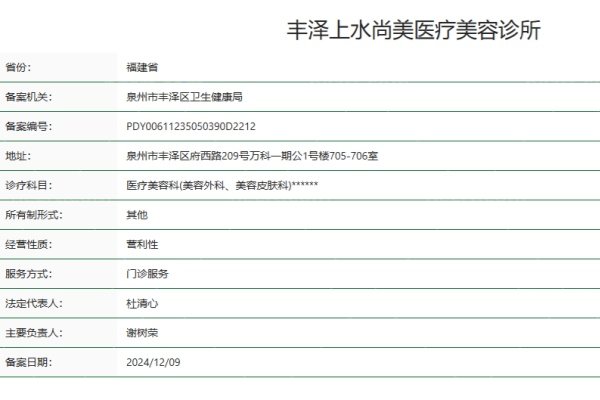 泉州丰泽上水尚美医疗美容诊所正规资质