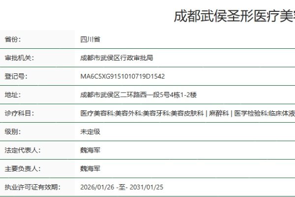 成都武侯圣形医疗美容门诊部正规资质