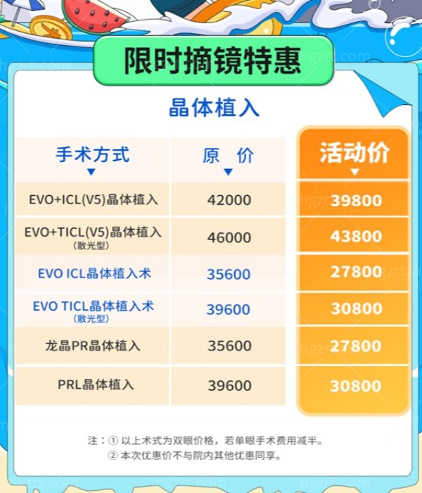 佛山华厦眼科暑期晶体植入全系大促，6800元起摘镜焕新颜，主流术式价格表大公开！